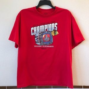 Chicago Blackhawks 2013 Stanley Cup Champions Hockey T Shirt Mens XL Reebok Red
